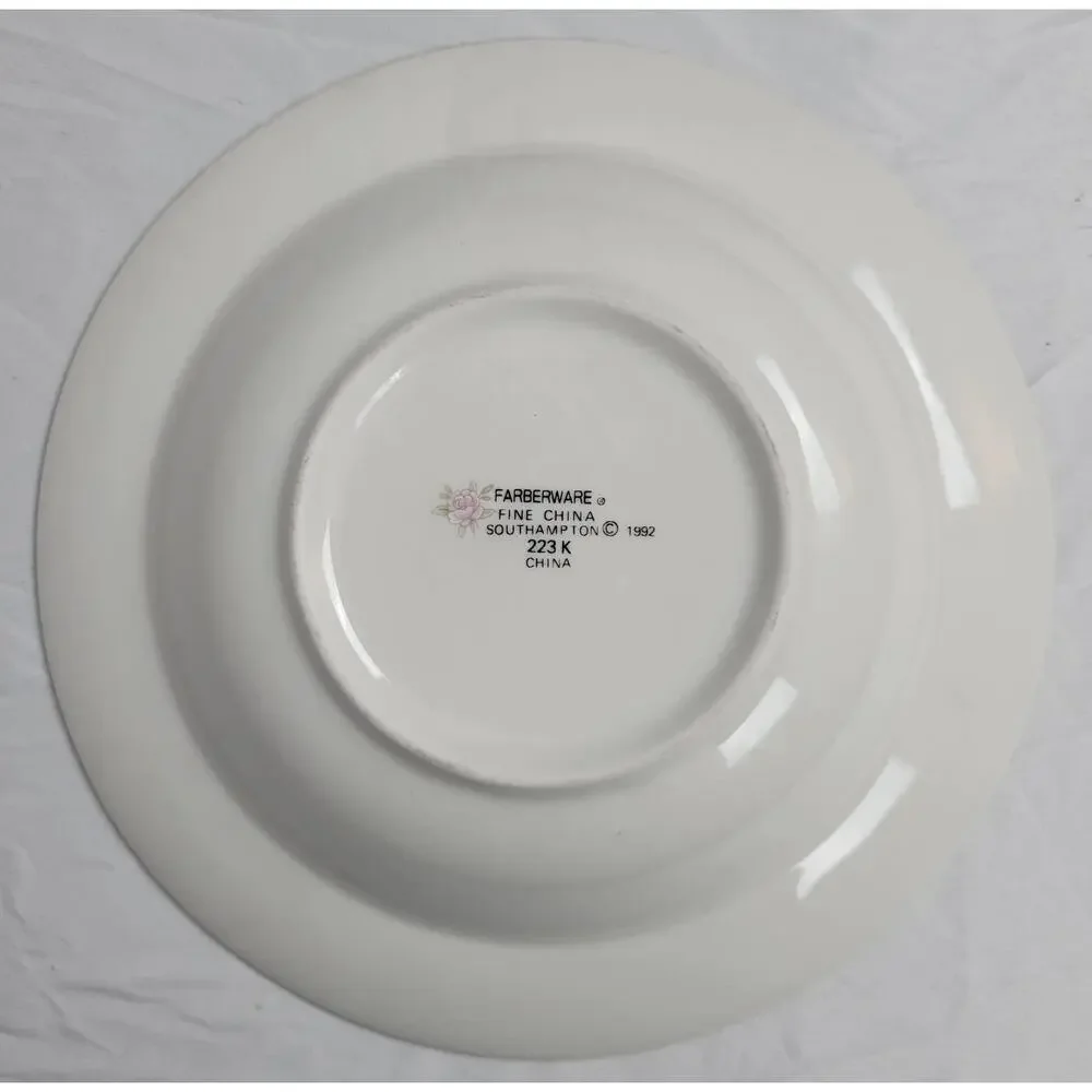 Farberware Fine China Southampton 1992 223K China Bowl Pink Rose Floral Paint
